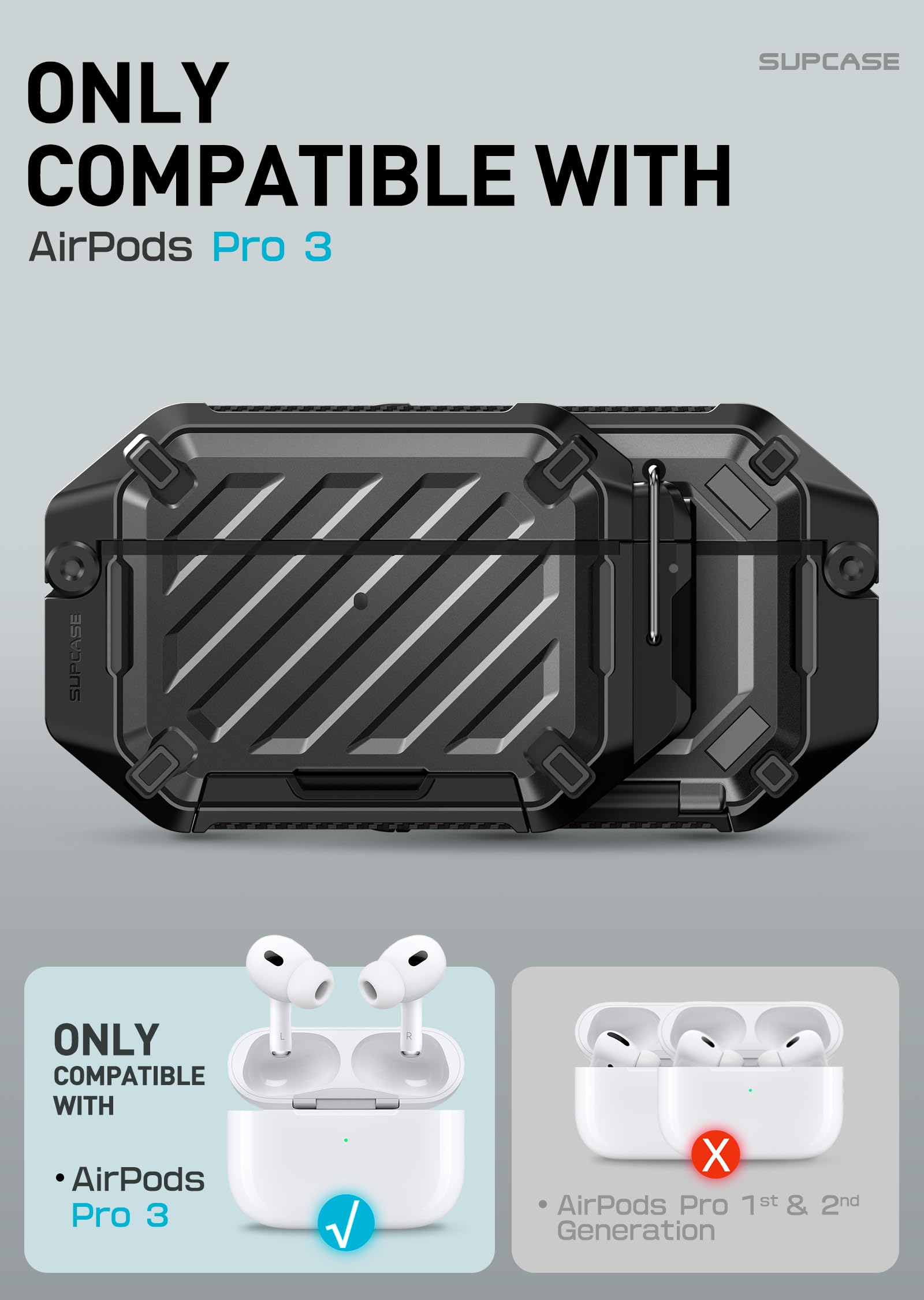SUPCASE Bundle for iPhone 17 Pro Max UBGrip Case (Black) & AirPods Pro 3 UBPro Case - Image 3