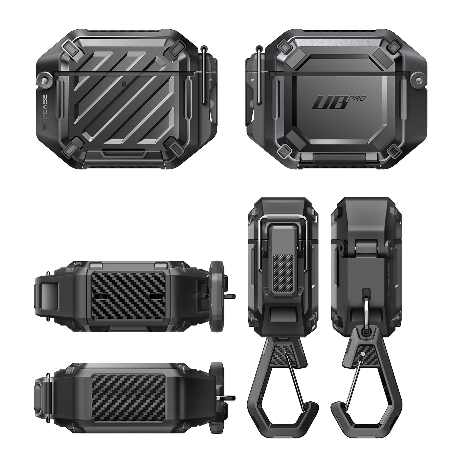 SUPCASE for AirPods 4 Case with Lock & Carabiner (Unicorn Beetle Pro), [IP68 Waterproof] [Military-Grade Protection] [Supports Wireless Charging] Anti-Scratch Hard Shell Waterproof Cover, Black - Image 9