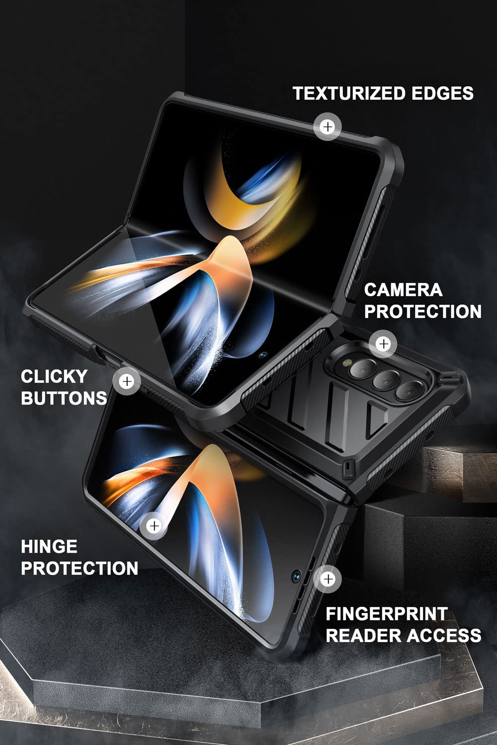 SUPCASE for Galaxy Z Fold 4 Case with Stand & Belt-Clip (Unicorn Beetle), [Built-in Screen Protector] [Military-Grade Drop Protection] Heavy Duty Protective Phone Case for Samsung Fold 4, Black - Image 8