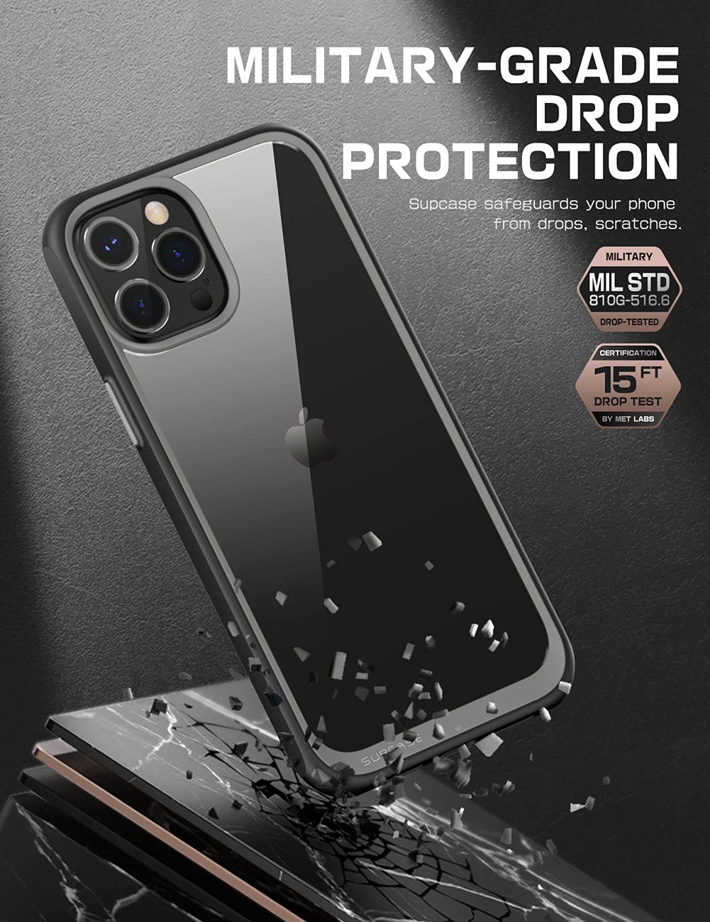 SUPCASE for iPhone 13 Pro Case (Unicorn Beetle Style), [Anti-Scratch] Premium Hybrid Protective Clear Back Phone Case for iPhone 13 Pro 6.1 Inch 2021, Black - Image 4