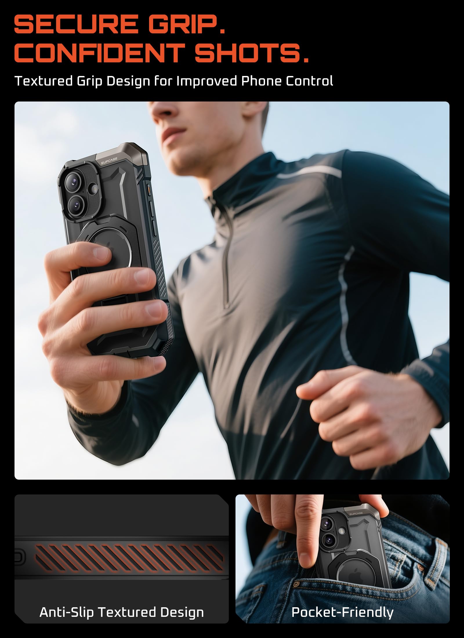SUPCASE for iPhone 17 Case with Kickstand (Unicorn Beetle Grip), [Camera Control Cover] [Compatible with MagSafe] [Military-Grade Drop Protection] Heavy Duty Magnetic Phone Case, Black - Image 8