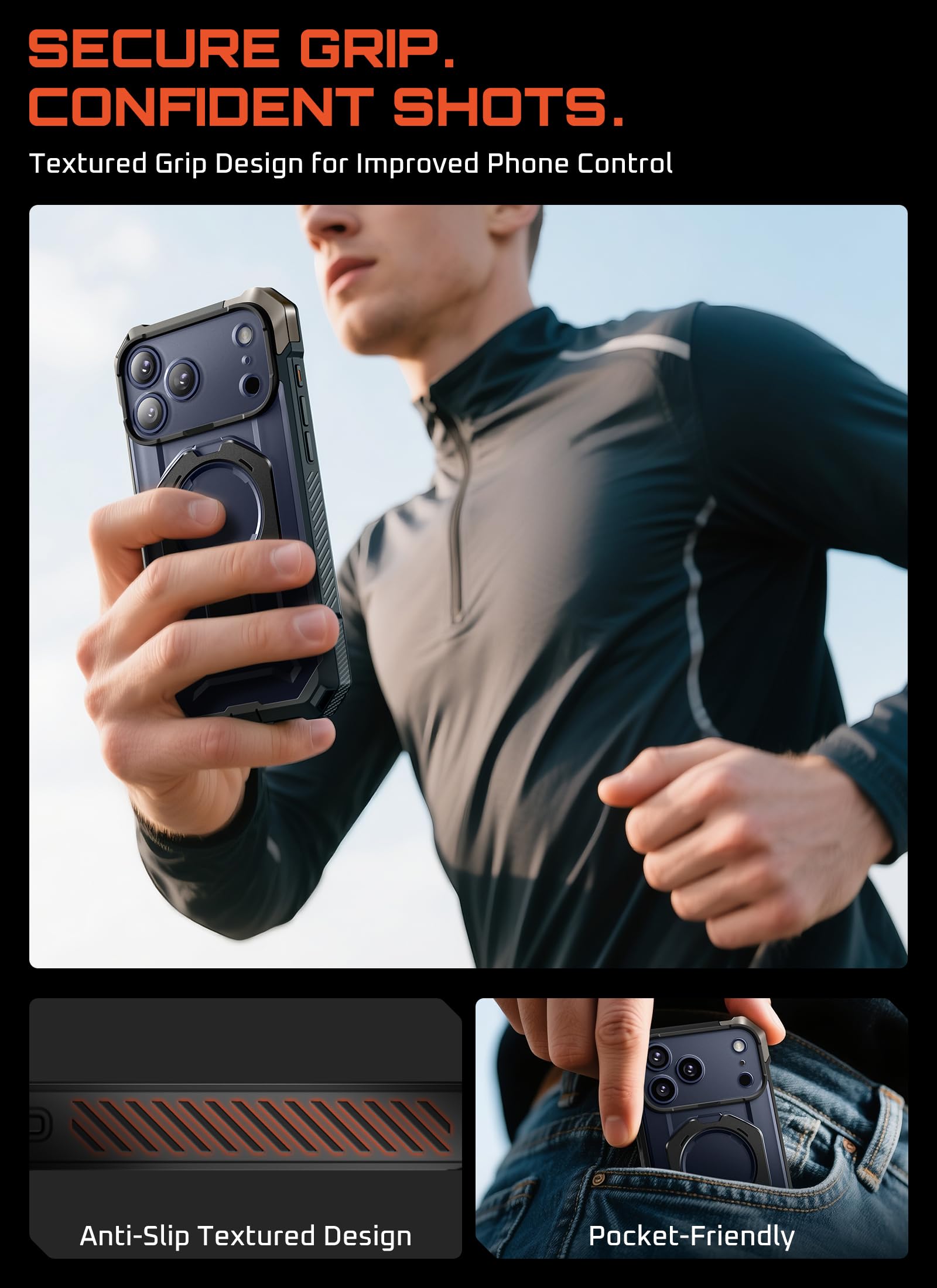SUPCASE for iPhone 17 Pro Case with Kickstand (Unicorn Beetle Grip), [Camera Control Cover] [Compatible with MagSafe] [Military-Grade Drop Protection] Heavy Duty Magnetic Phone Case, Black - Image 8