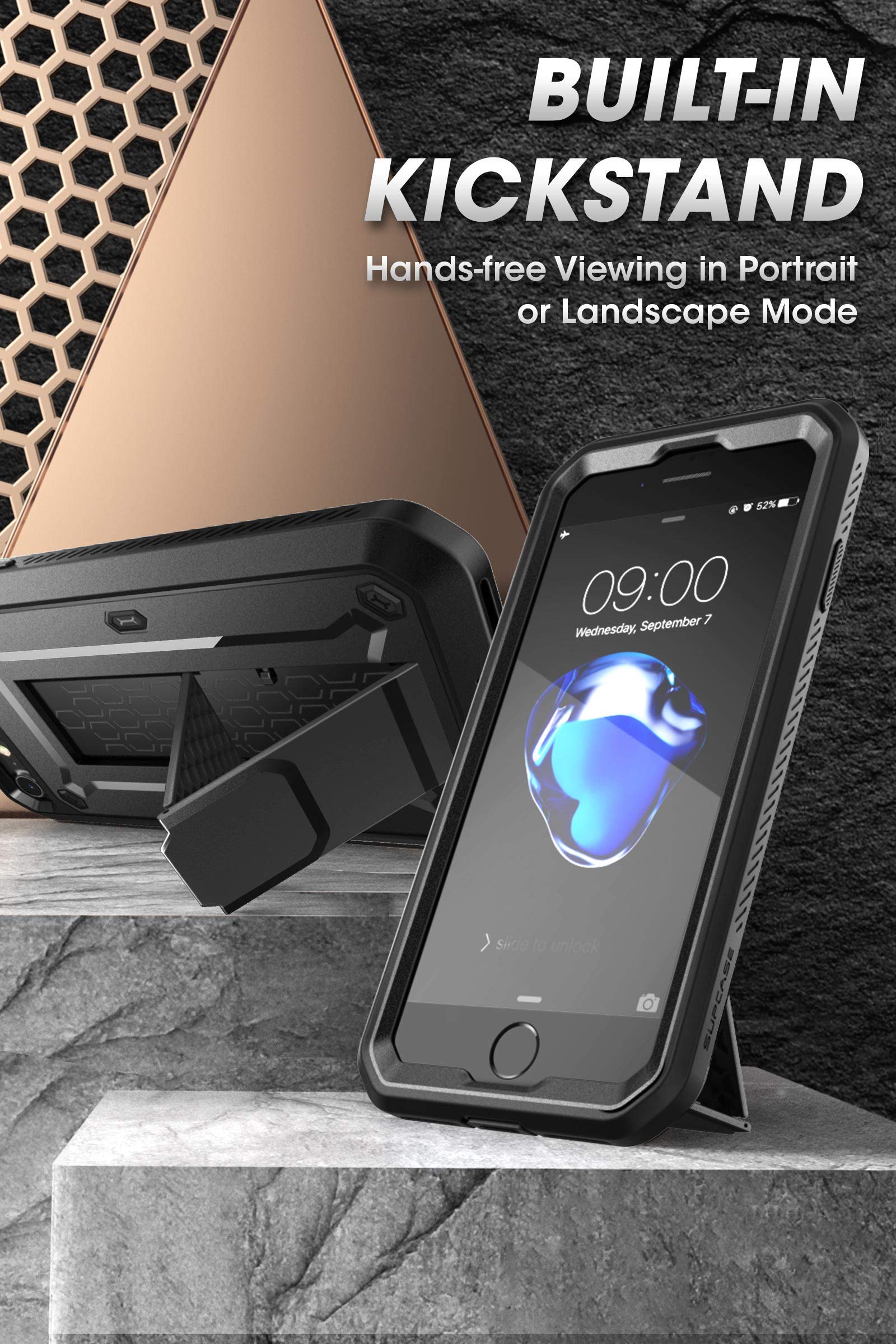 SUPCASE for iPhone SE 3rd Generation / iPhone SE 2nd Generation / iPhone 7/ iPhone 8 Case (Unicorn Beetle Pro), with Screen Protector & Stand & Holster Rugged Phone Case for Apple iPhone SE, Black - Image 3