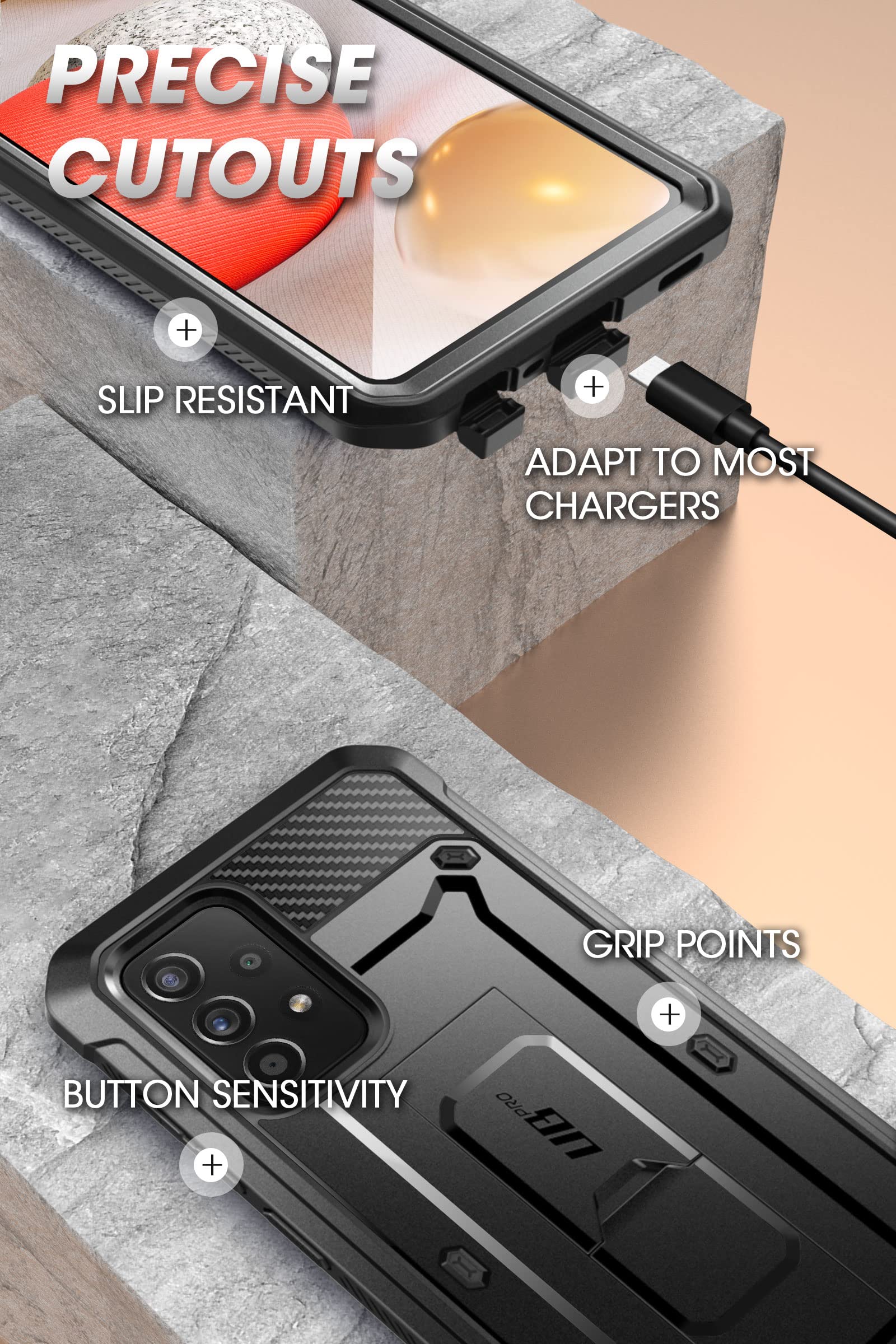 SUPCASE for Samsung Galaxy A53 5G Case with Screen Protector (Unicorn Beetle Pro), [Built-in Stand & Belt-Clip] Heavy Duty Shockproof Rugged Kickstand Protective Phone Case for Samsung A53 5G, Black - Image 6