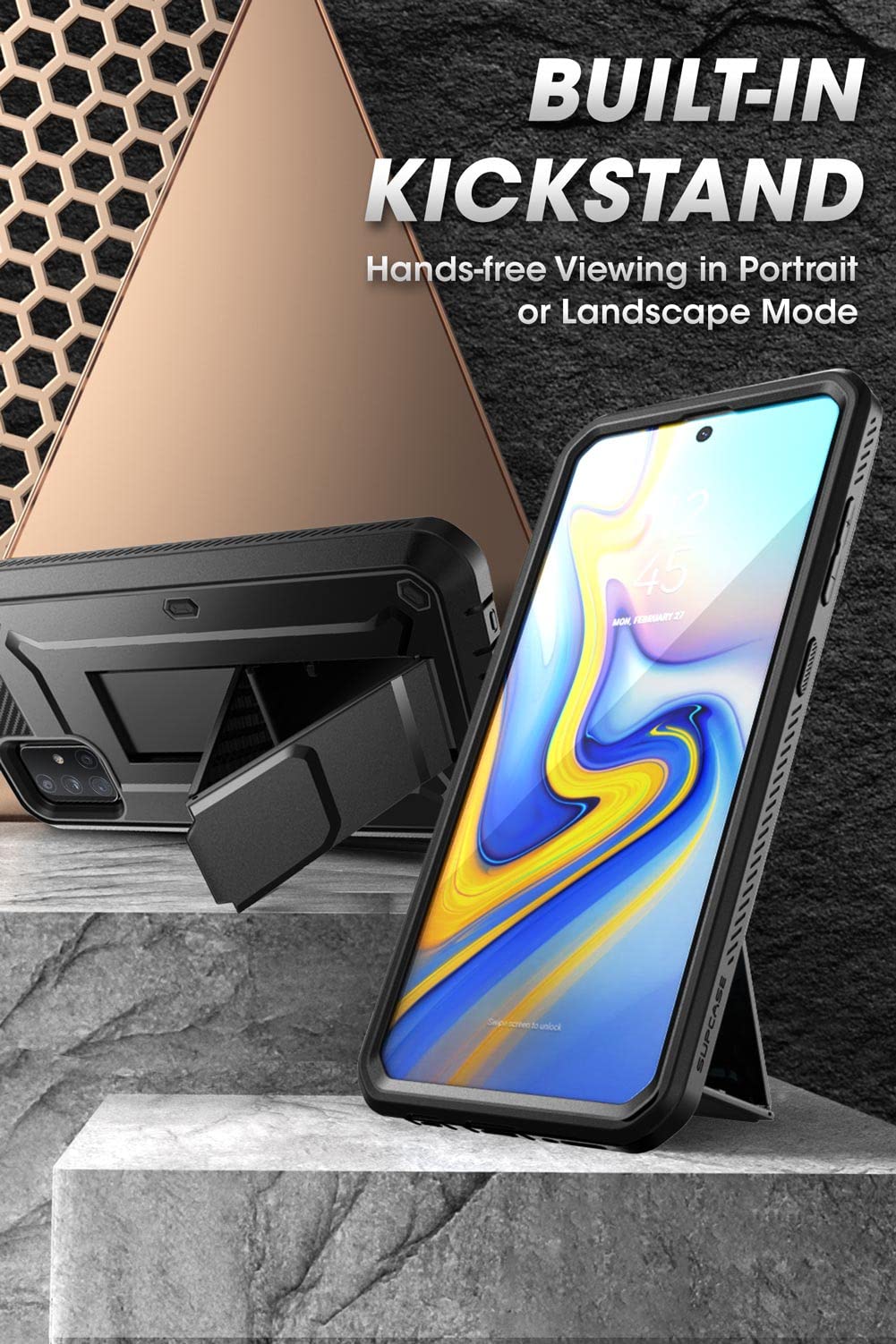 SUPCASE for Samsung Galaxy A71 5G Case [Not for A71 5G UW Verizon], [Built-in Screen Protector & Stand & Belt Clip] Full-Body Heavy Duty Rugged Protective Phone Case for Samsung A71 6.7", Black - Image 3
