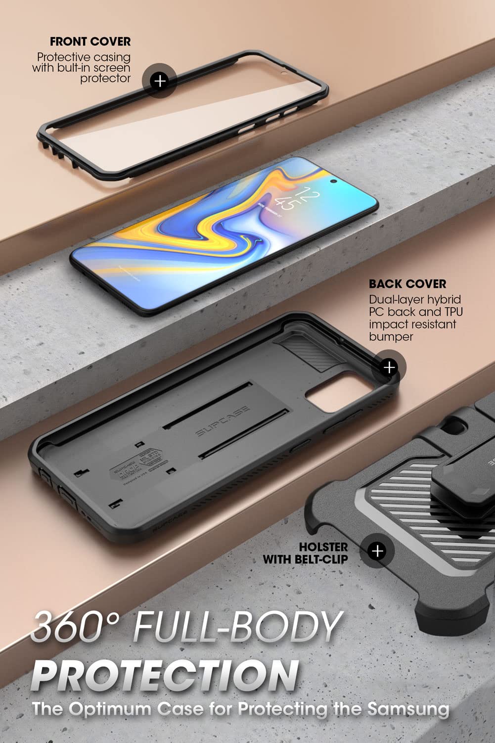 SUPCASE for Samsung Galaxy A71 5G Case [Not for A71 5G UW Verizon], [Built-in Screen Protector & Stand & Belt Clip] Full-Body Heavy Duty Rugged Protective Phone Case for Samsung A71 6.7", Black - Image 4