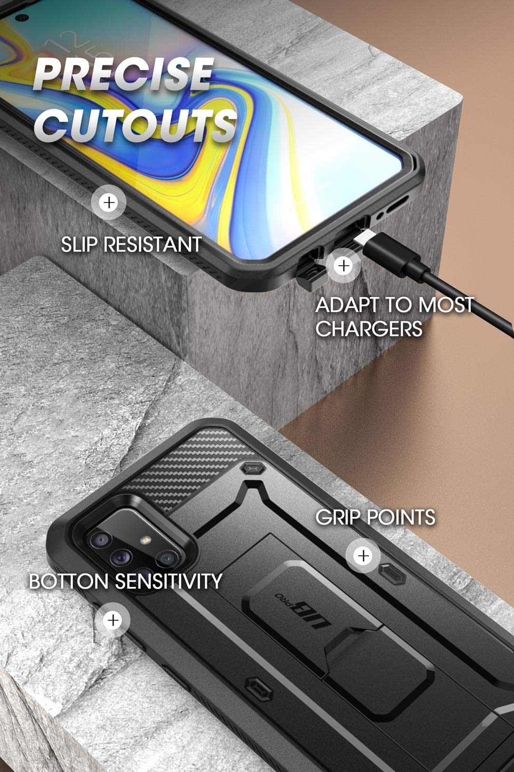SUPCASE for Samsung Galaxy A71 5G Case [Not for A71 5G UW Verizon], [Built-in Screen Protector & Stand & Belt Clip] Full-Body Heavy Duty Rugged Protective Phone Case for Samsung A71 6.7", Black - Image 6