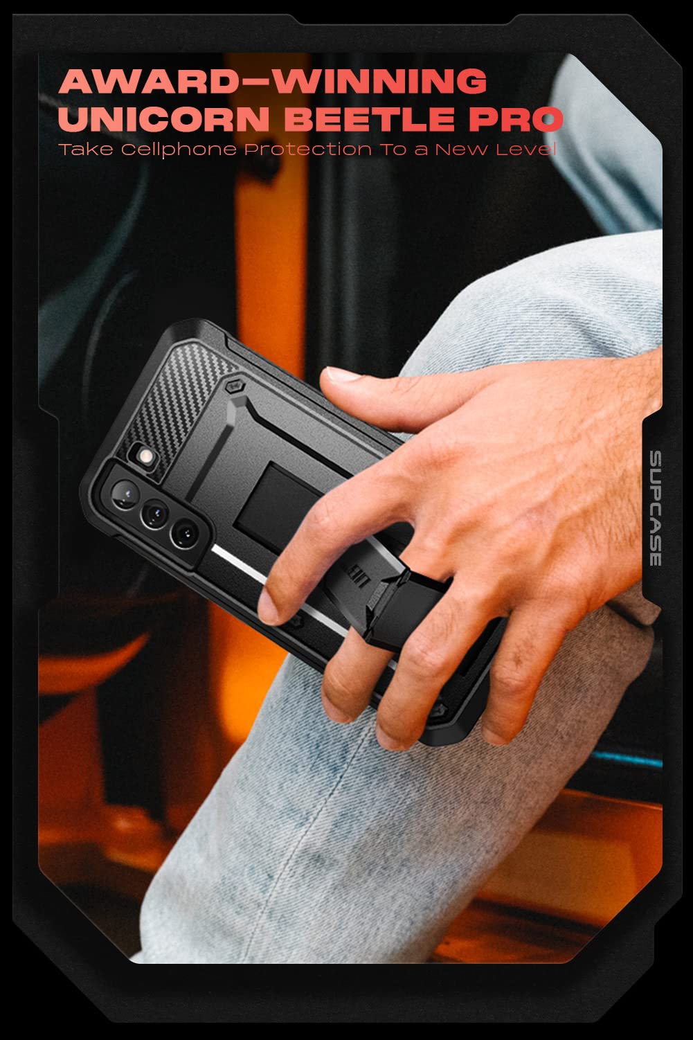 SUPCASE for Samsung Galaxy S22 Case with Stand (Unicorn Beetle Pro), [Built-in Belt-Clip] Heavy Duty Full-Body Dual Layer Rugged Kickstand Shockproof Protective Phone Case for Galaxy S22, Black - Image 10