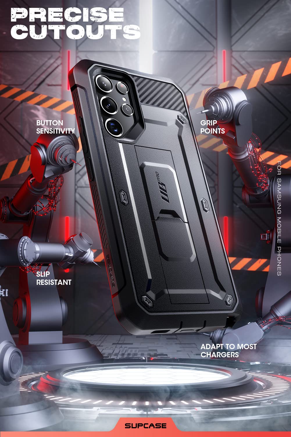 SUPCASE for Samsung Galaxy S22 Ultra Case with Stand, [Unicorn Beetle Pro] [2 Front Frames] [Built-in Screen Protector & Belt-Clip] Military-Grade Protection Phone Case for Galaxy S22 Ultra, Black - Image 7