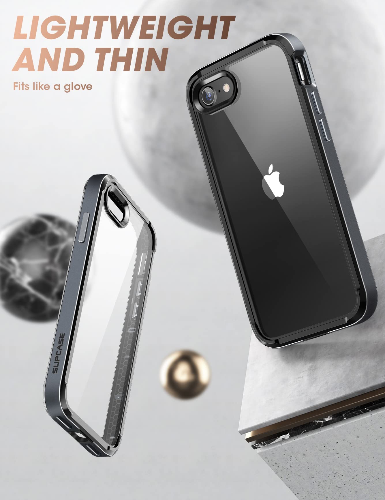 SUPCASE Unicorn Beetle Edge XT Series Case for iPhone SE (2020/2022) /iPhone 7 /iPhone 8, Slim Frame Clear Protective Case with Built-in Screen Protector (Black) - Image 3
