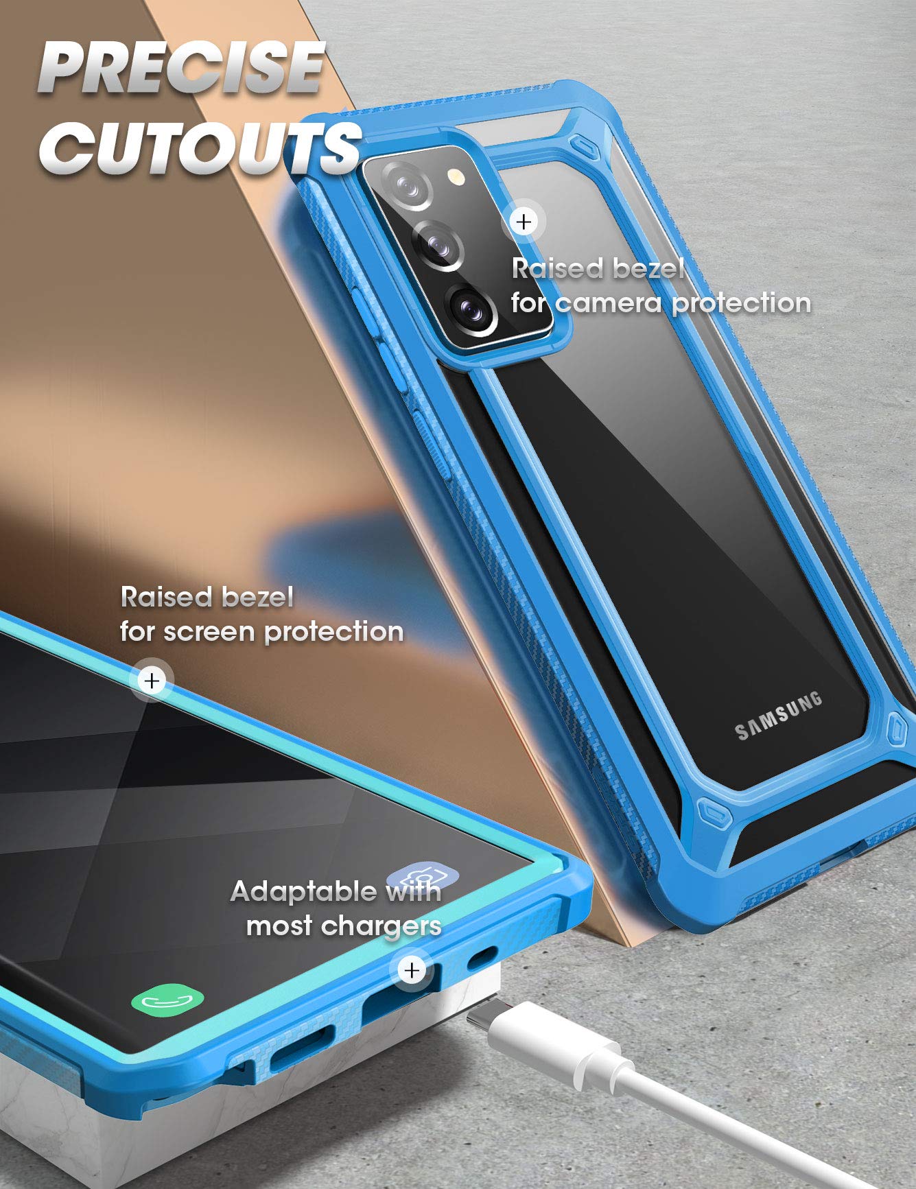 SUPCASE Unicorn Beetle EXO Pro Series Case for Galaxy Note 20 (2020 release), Premium Hybrid Protective Clear Bumper Case Without Built-in Screen Protector (Blue) - Image 6