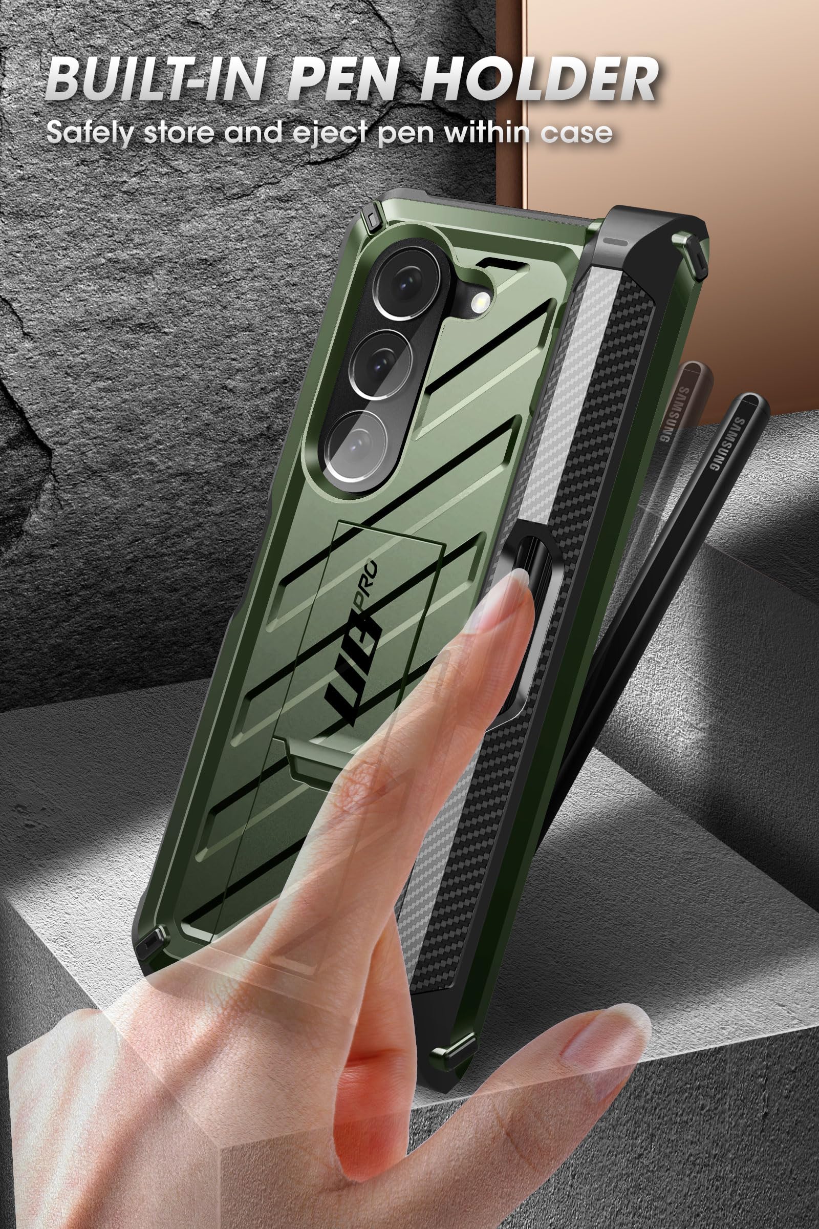 SUPCASE Unicorn Beetle Pro Case for Galaxy Z Fold 5 5G (2023), with Built-in S Pen Slot & Screen Protector & Kickstand Full-Body Dual Layer Rugged Case (Guldan) - Image 6