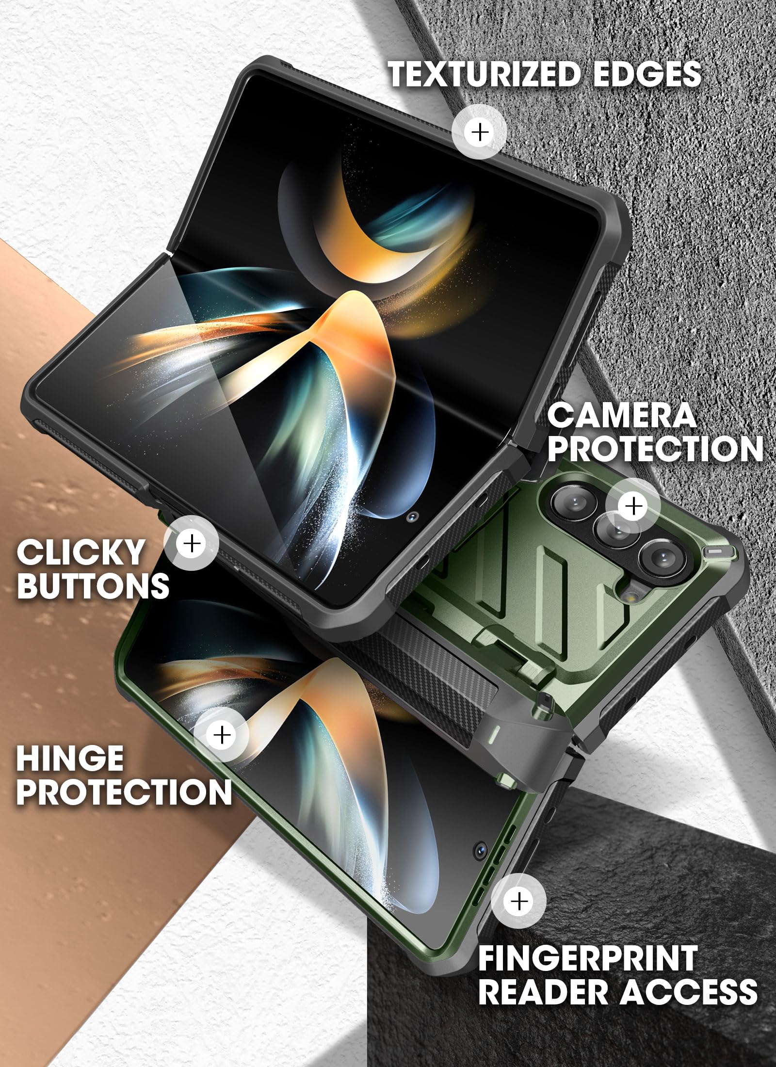 SUPCASE Unicorn Beetle Pro Case for Galaxy Z Fold 5 5G (2023), with Built-in S Pen Slot & Screen Protector & Kickstand Full-Body Dual Layer Rugged Case (Guldan) - Image 7