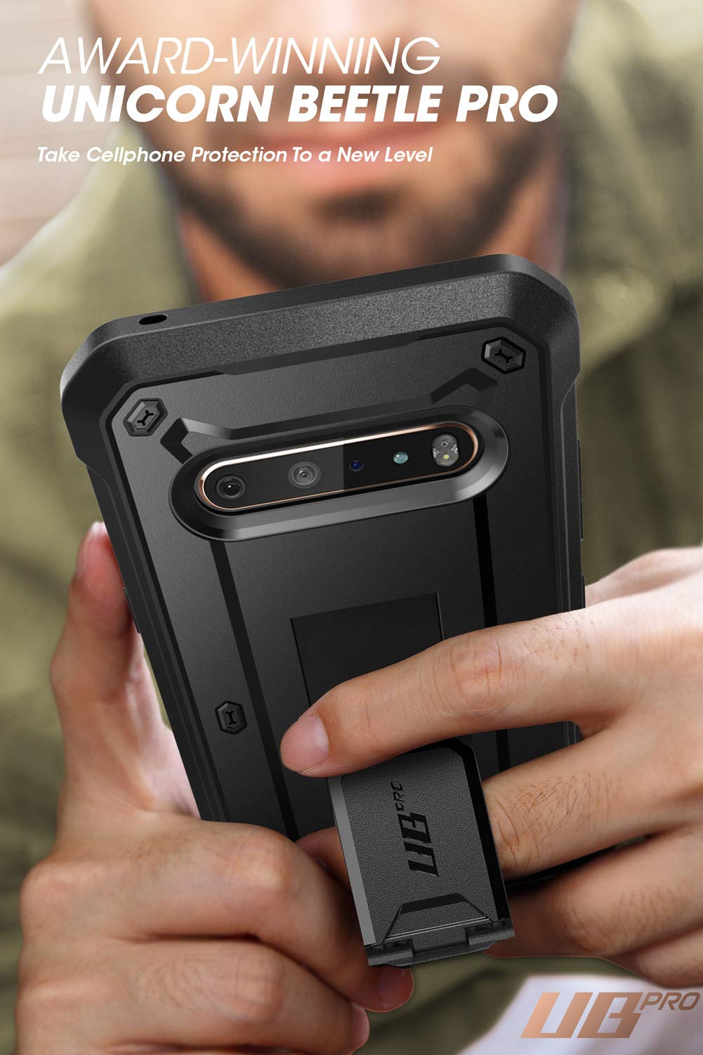 SUPCASE Unicorn Beetle Pro Series Case Designed for LG V60 ThinQ (2020 Release),Full-Body Rugged Holster & Kickstand Case with Built-in Screen Protector (Black) - Image 8
