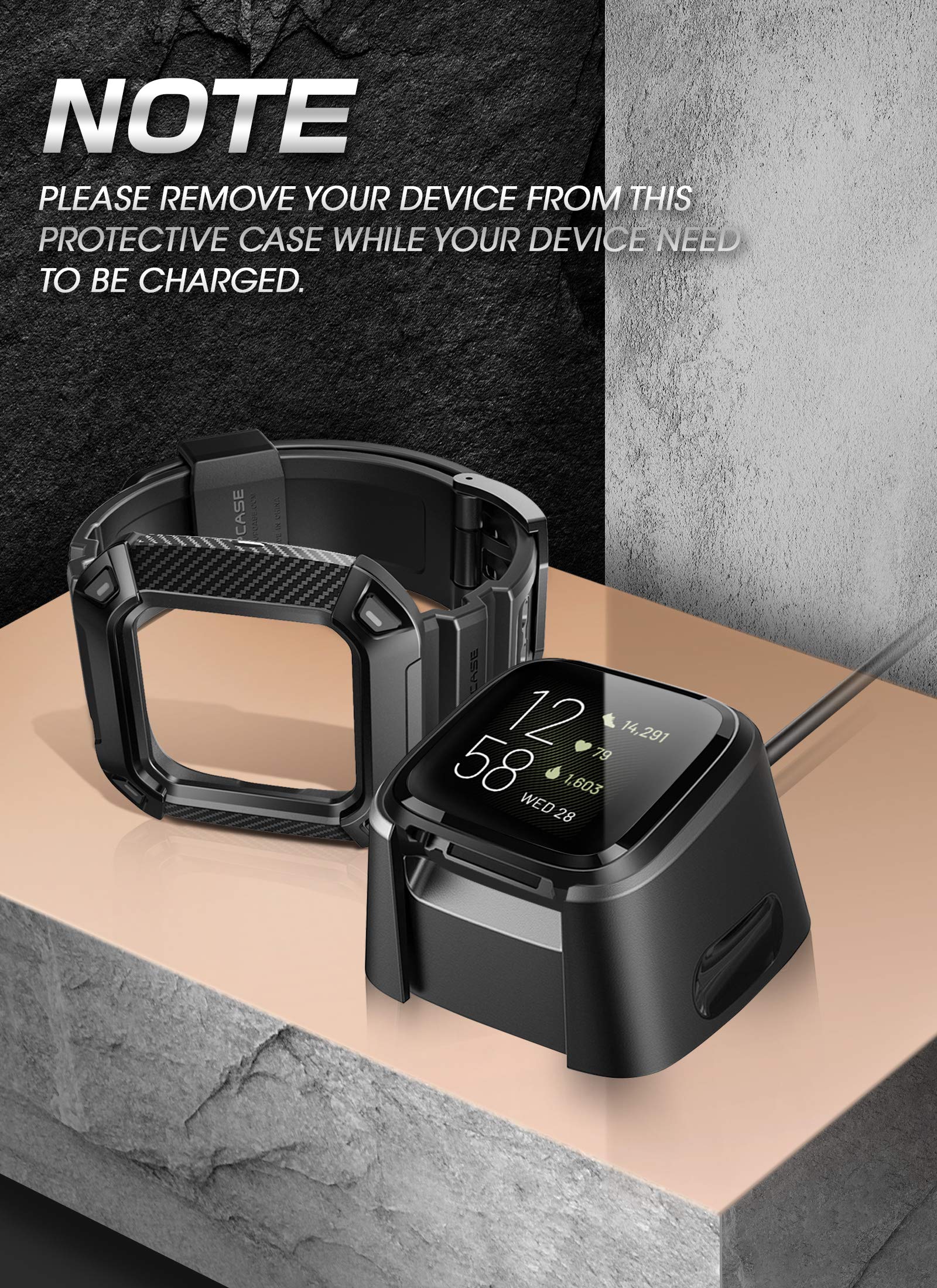 SUPCASE Unicorn Beetle Pro Watch Bands for Fitbit Versa 2, Protective Replacement Wristband Case Band for Fitbit Versa 2 (Black) - Image 4