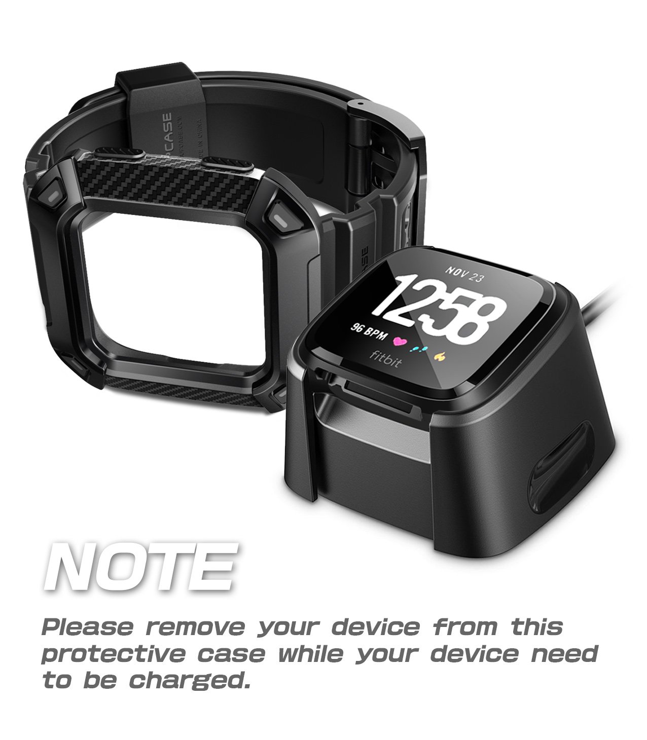 SUPCASE Watch Bands for Fitbit Versa & Versa Lite, Unicorn Beetle Pro Protective Replacement Wristband Case Band (Black) - Image 4